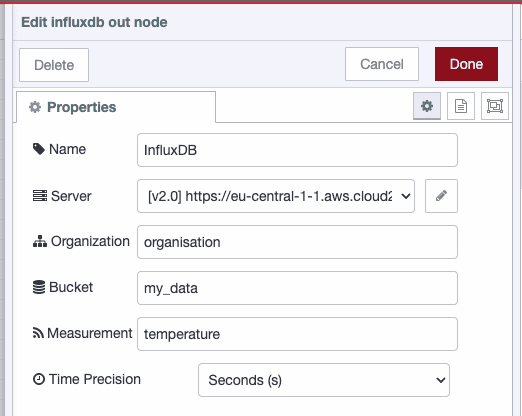 configuring the influxdb node step 2 configuring the influxdb node step 2