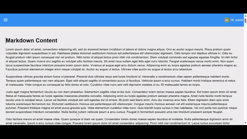 Image showing the dashboard with fixed header "Image showing the dashboard with fixed header"